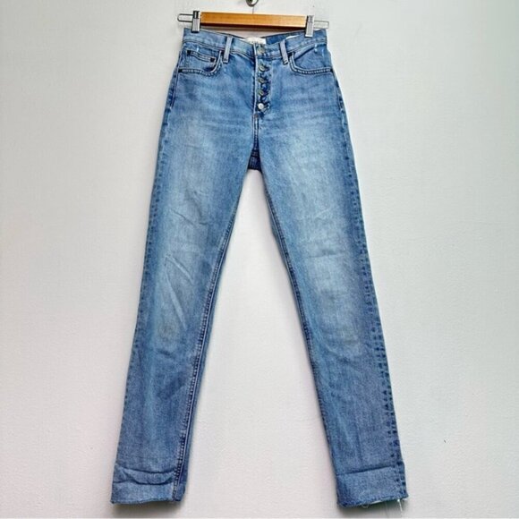 Denim Forum The Yoko High Rise Slim Jeans Size 24 Medium Light wash - Picture 2 of 12